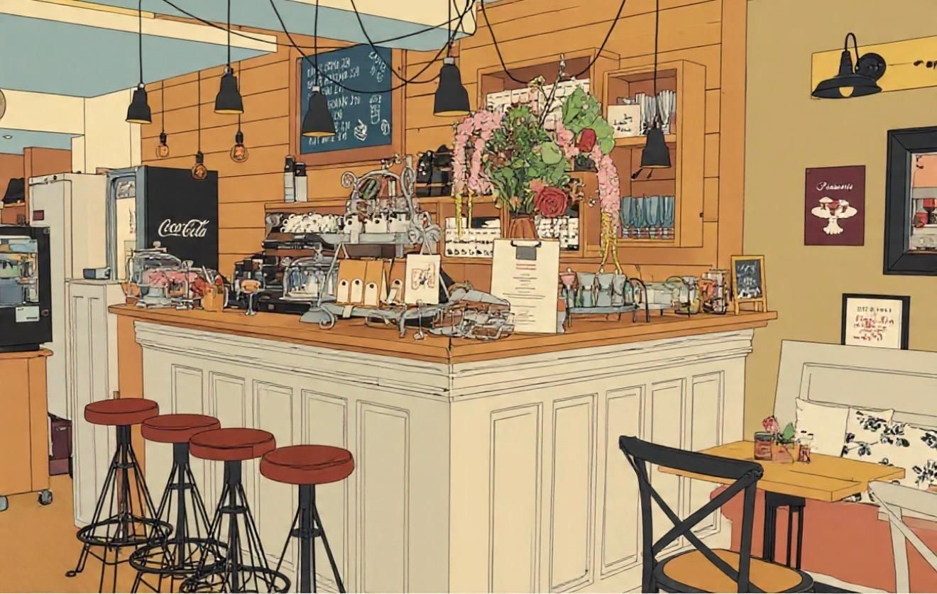 Zeichnung der Cafétheke